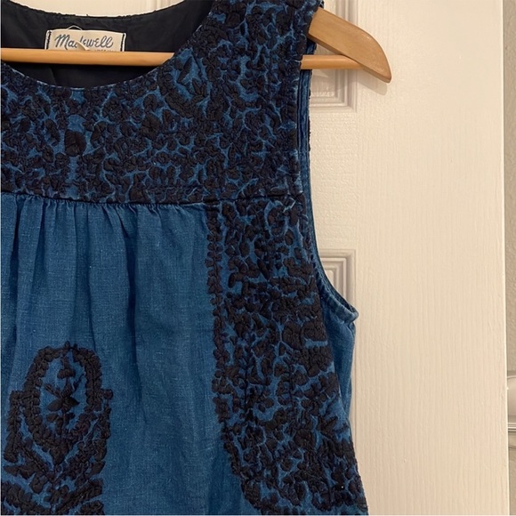 Madewell Blue Linen Mercado Shift Dress, L - Picture 4 of 8